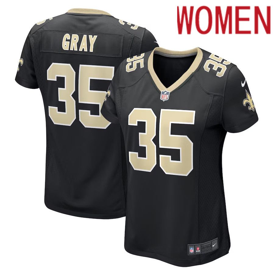Women New Orleans Saints #35 Vincent Gray Nike Black Game Player NFL Jersey